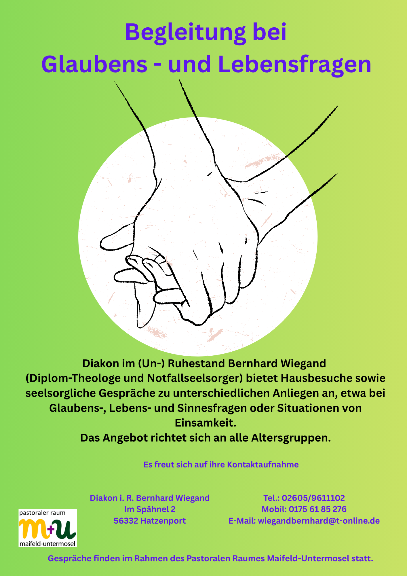 Begleitung in Lebens- und Glaubensfragen (c) Bernhard Wiegand Flyer mit Informationen zur Begleitung in Lebens- und Glaubensfragen